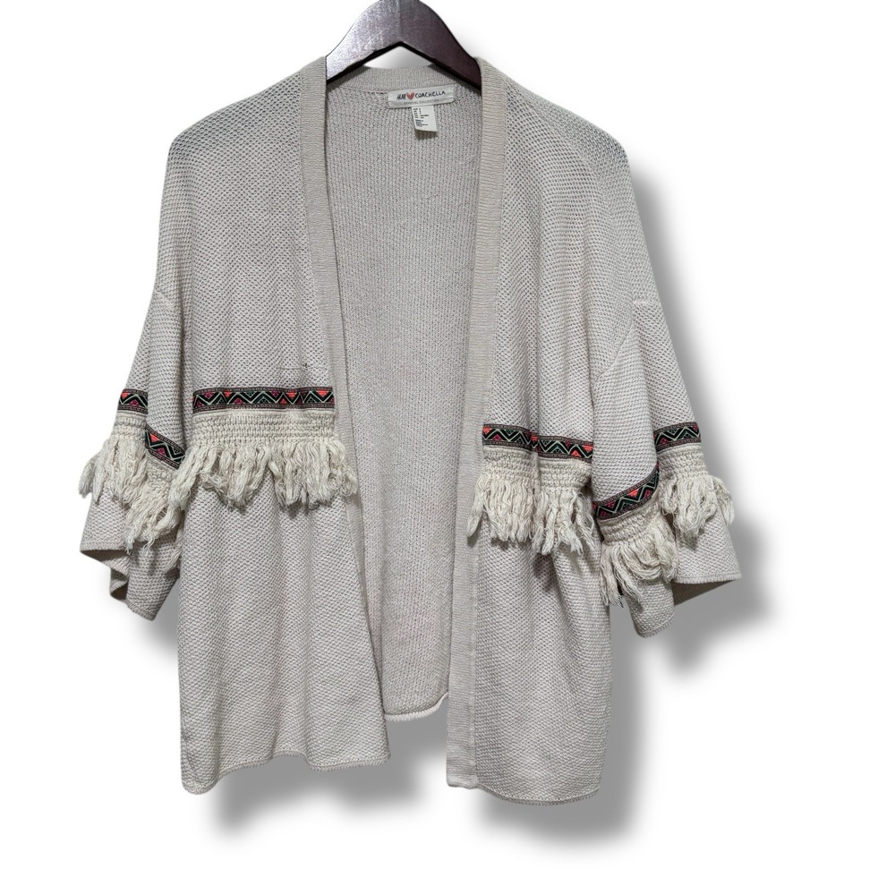 H&M Coachella Collection Knit Cardigan Wrap Boho *FLAWS Size Small 21 x 27.5